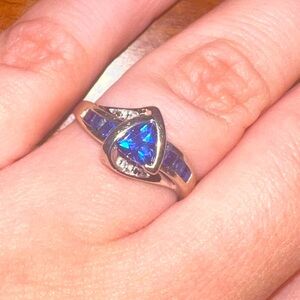 Sterling silver sapphire + diamonds